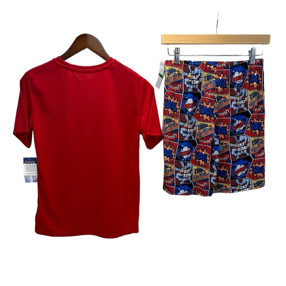 Max & Olivia Boys Comic Weekend Snore 2-Piece Pajama Set - Red Blue - size Large - Picture 2 of 15